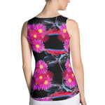 Purple Sky Red Motorcycle Floral Print Tank Top