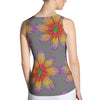 Purple Sky Floral Print Grey Structured Tank Top