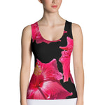 Purple Sky Red Black Floral Print Structured Tank Top