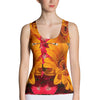 Purple Sky Orange Floral Print Structured Tank Top