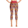 Purple Sky Red Floral Print Yoga Capri Leggings