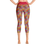 Purple Sky Red Floral Print Yoga Capri Leggings