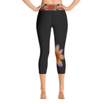 Purple Sky Black Yoga Capri Leggings