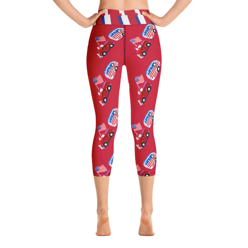 Purple Sky Red Fun Print Yoga Capri Leggings