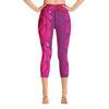 Purple Sky Red Floral Print Yoga Capri Leggings