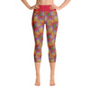 Purple Sky Red Floral Print Yoga Capri Leggings