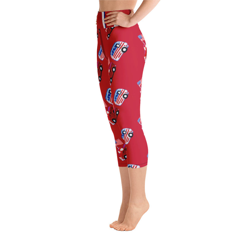 Purple Sky Red Fun Print Yoga Capri Leggings