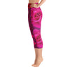 Purple Sky Red Floral Print Yoga Capri Leggings