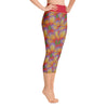 Purple Sky Red Floral Print Yoga Capri Leggings