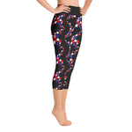 Purple Sky Black Patriot Print Yoga Capri Leggings