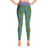 Purple Sky Purple Green Floral Print Yoga Leggings