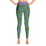 Purple Sky Purple Green Floral Print Yoga Leggings