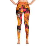 Purple Sky Red Yellow Floral Print Yoga Leggings