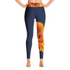 Purple Sky Blue Gold Floral Print Yoga Leggings