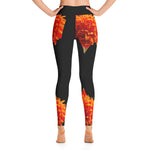 Purple Sky Black Orange Floral Print Yoga Leggings