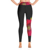 Purple Sky Black Red Floral Print Yoga Leggings