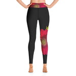 Purple Sky Black Red Floral Print Yoga Leggings