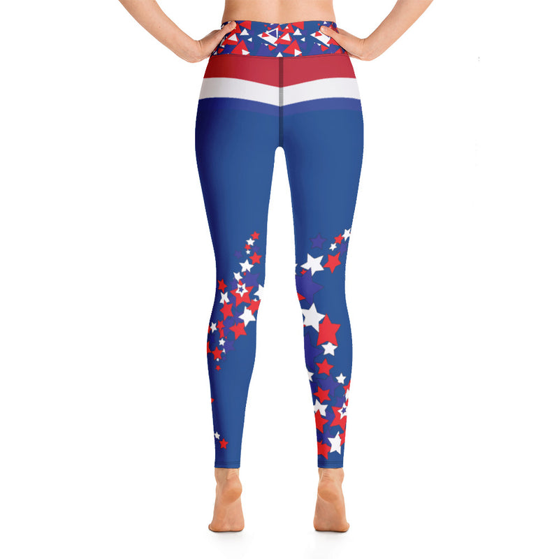 Purple Sky Blue Patriot Print Yoga Leggings