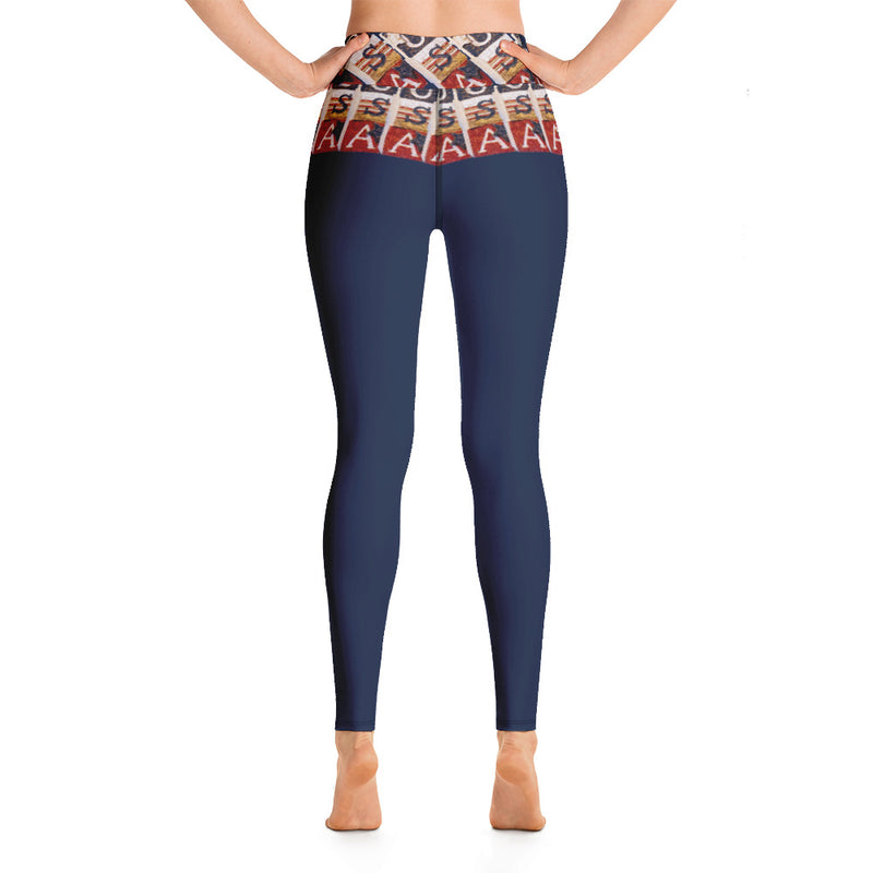 Purple Sky Blue Patriot Print Yoga Leggings