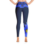 Purple Sky Blue Floral Print Yoga Leggings