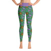 Purple Sky Purple Green Floral Print Yoga Leggings