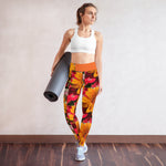 Purple Sky Red Yellow Floral Print Yoga Leggings