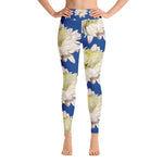 Purple Sky Blue White Floral Print Yoga Leggings