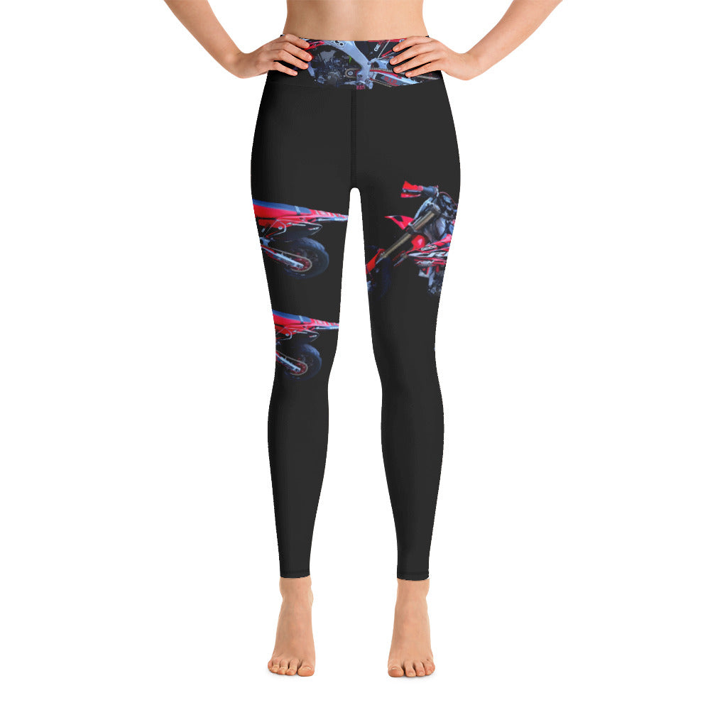 Purple Sky Black Motorcycle Print Yoga Leggings