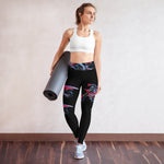 Purple Sky Black Motorcycle Print Yoga Leggings