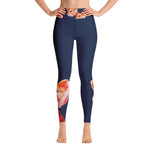 Purple Sky Blue Pink Floral Print Yoga Leggings