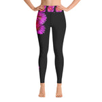 Purple Sky Black Purple Floral Print Yoga Leggings