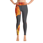 Purple Sky Grey Orange Floral Print Yoga Leggings