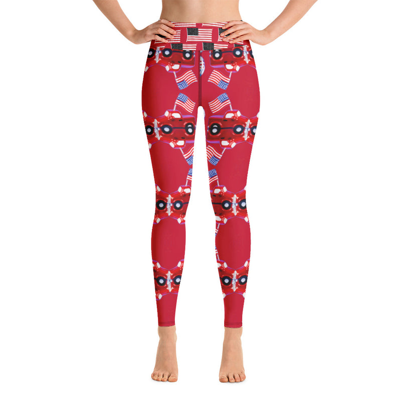 Purple Sky Red Fun Print Yoga Leggings