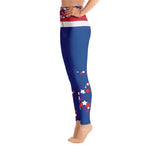 Purple Sky Blue Patriot Print Yoga Leggings