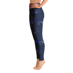 Purple Sky Blue Motorcycle Print Yoga Leggings