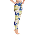 Purple Sky Blue White Floral Print Yoga Leggings