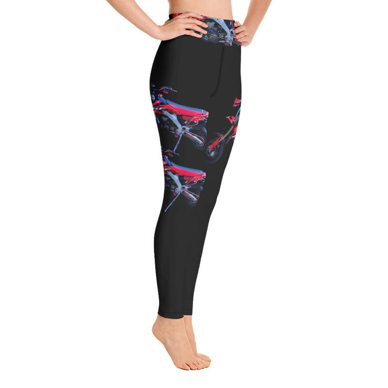 Purple Sky Black Motorcycle Print Yoga Leggings