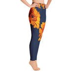 Purple Sky Blue Yellow Floral Print Yoga Leggings