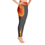 Purple Sky Grey Orange Floral Print Yoga Leggings