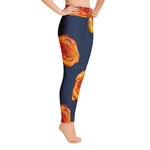 Purple Sky Blue Orange Floral Print Yoga Leggings