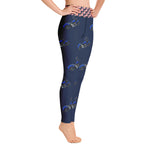 Purple Sky Blue Motorcycle Print Yoga Leggings