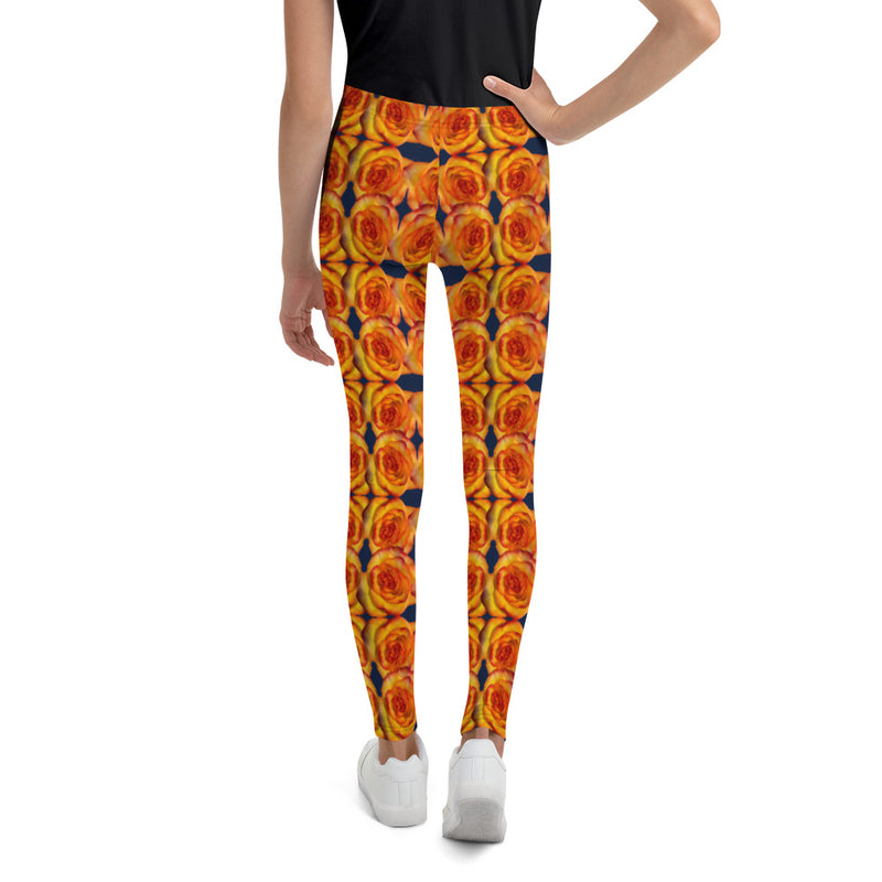 Purple Sky Orange Yellow Floral Print Youth Leggings