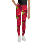 Purple Sky Red Floral Print Youth Leggings