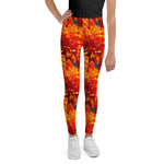 Purple Sky Orange Floral Print Youth Leggings