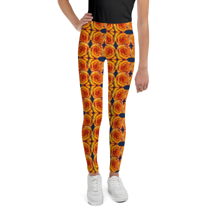 Purple Sky Orange Yellow Floral Print Youth Leggings