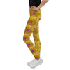 Purple Sky Gold Floral Print Youth Leggings