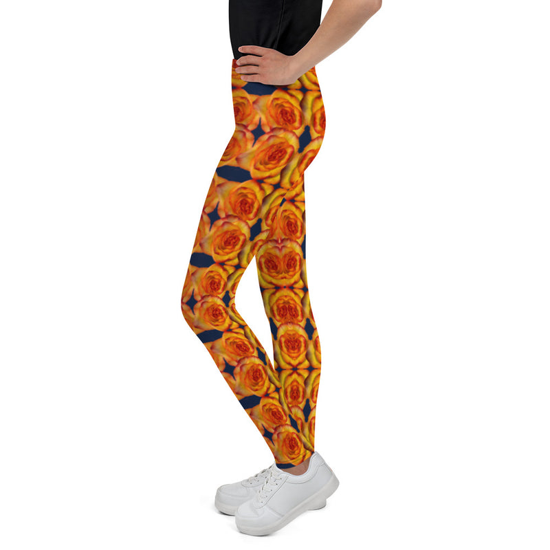 Purple Sky Orange Yellow Floral Print Youth Leggings