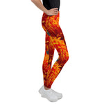 Purple Sky Orange Floral Print Youth Leggings