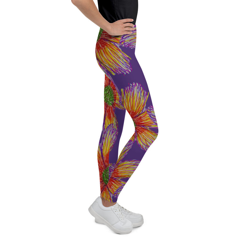 Purple Sky "Tie Dye" Purple Print Youth Leggings