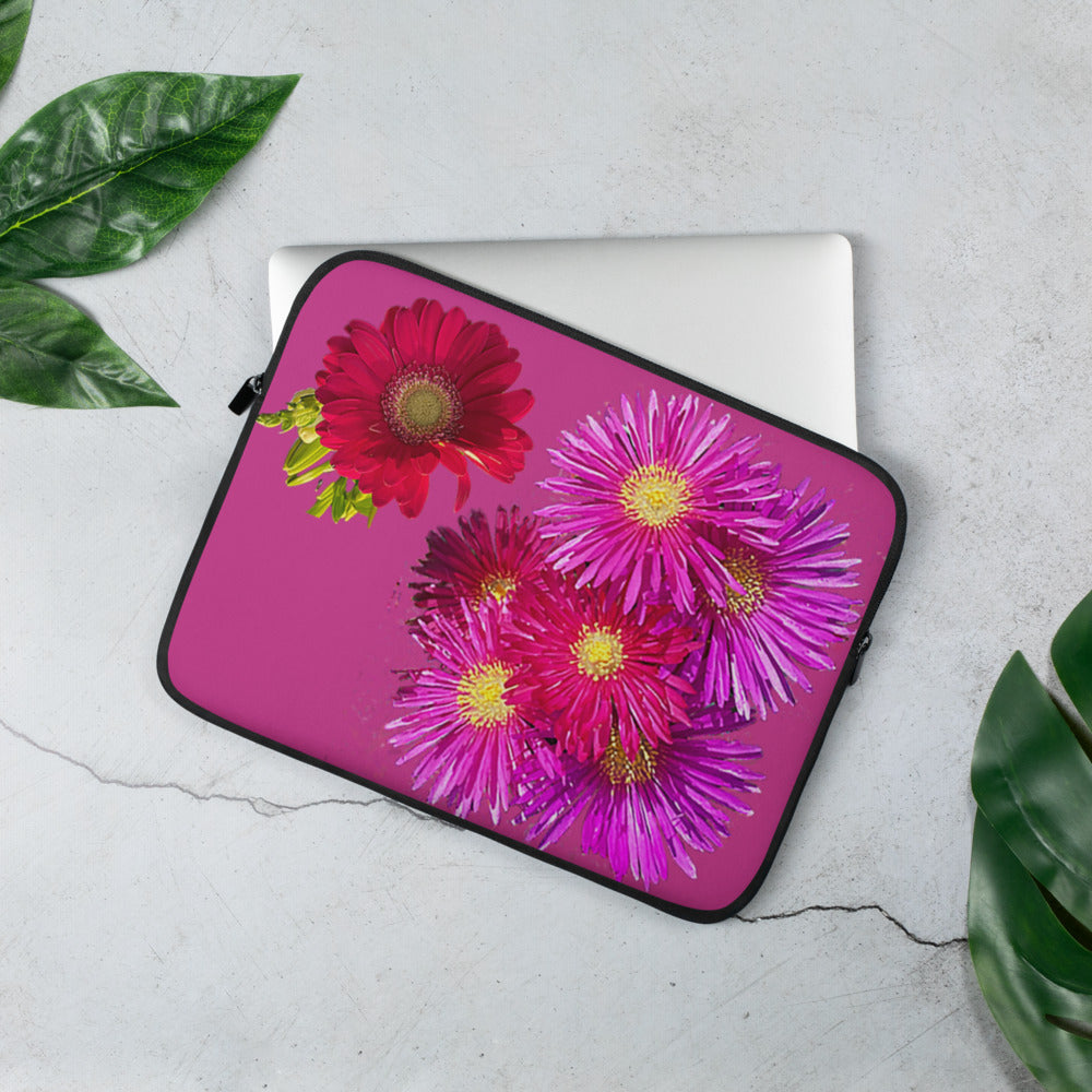 Purple Sky Purple Red Floral Print Laptop Sleeve